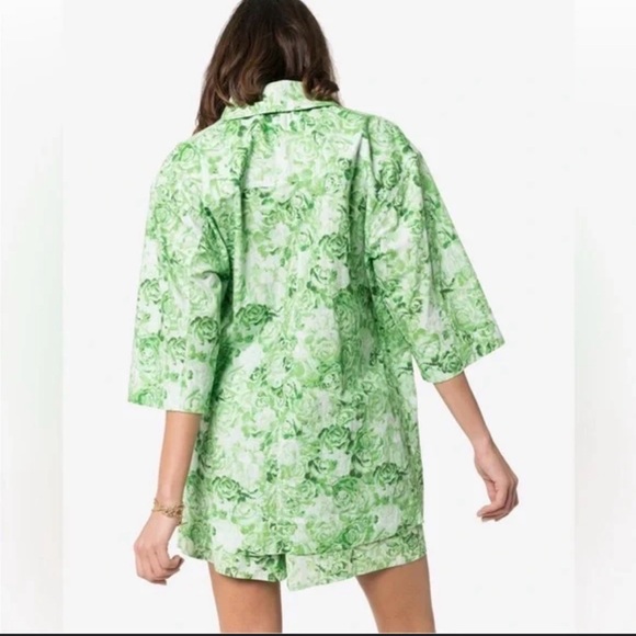 Ganni Green Floral Wrap Jacket - Picture 3 of 3